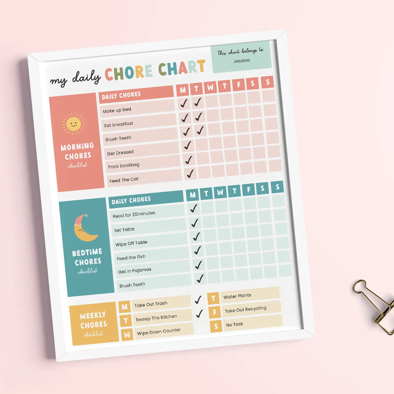 Free printable kid's chore cart.