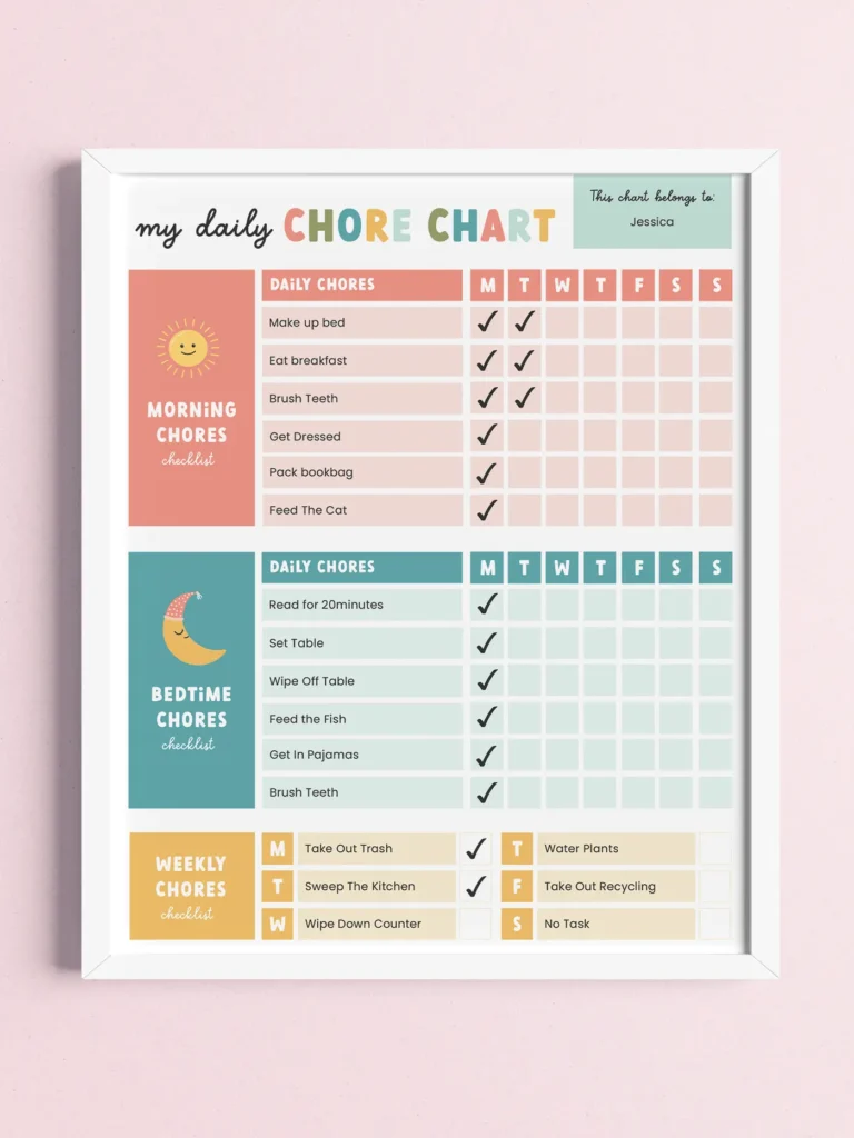 Free printable kid's chore cart.