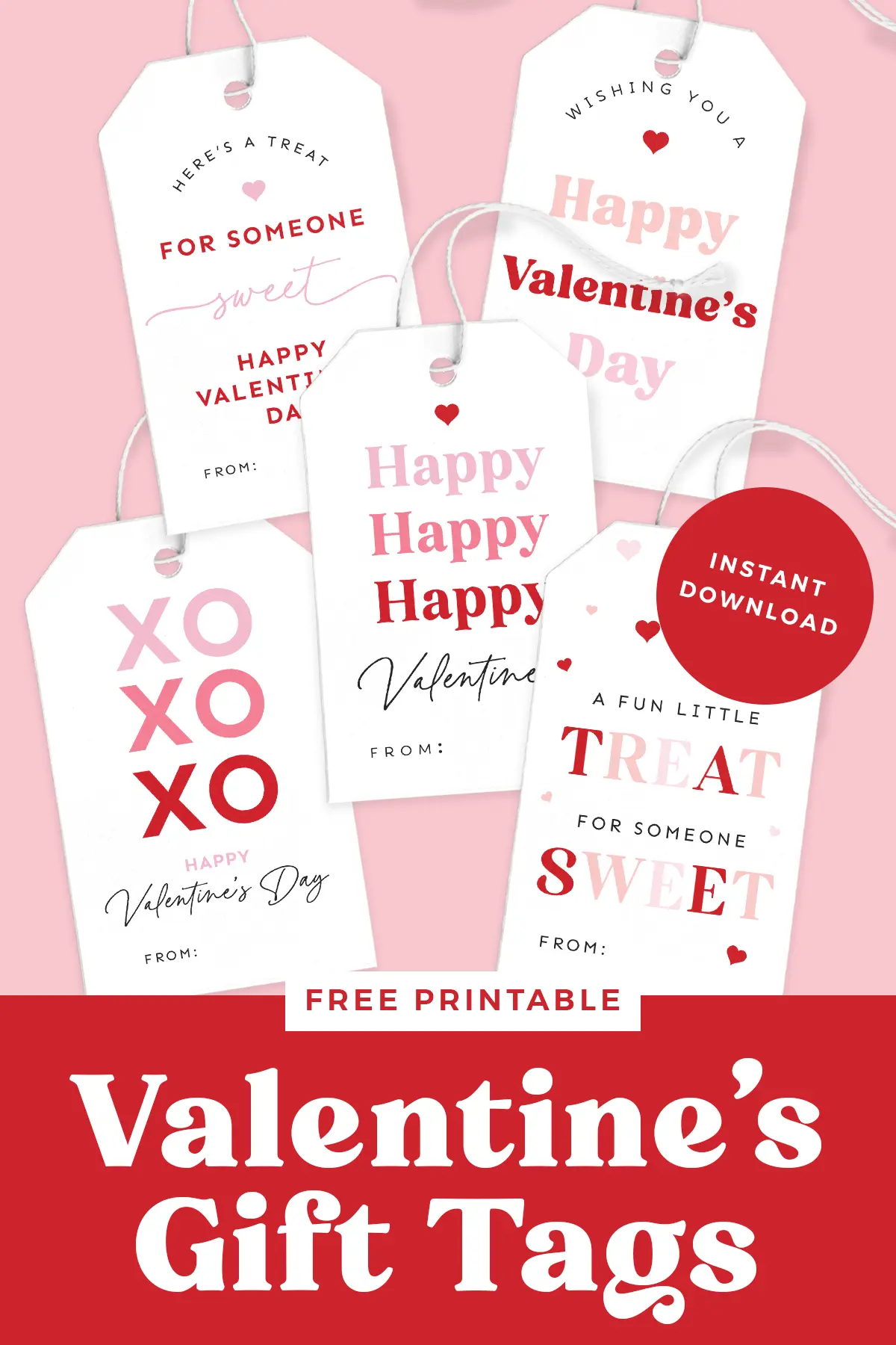 Free printable Valentines gift tags.