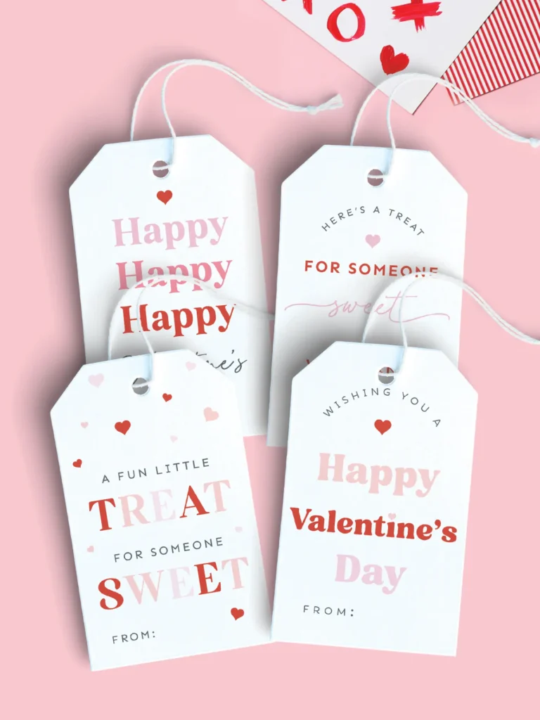 Free printable Valentines gift tags.