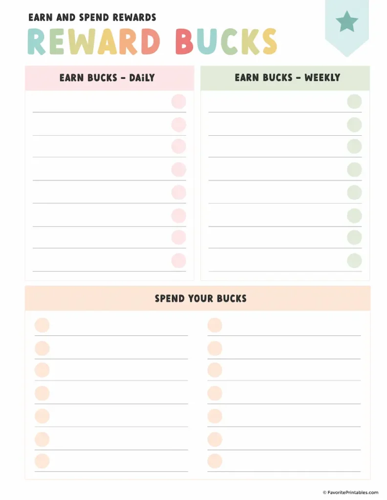 Reward bucks chart