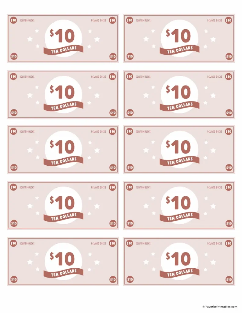 Reward bucks set of $10