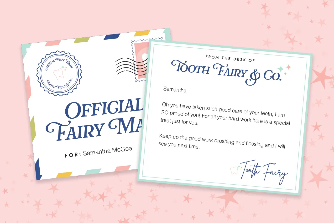 Free printable tooth fairy letter and envelope.