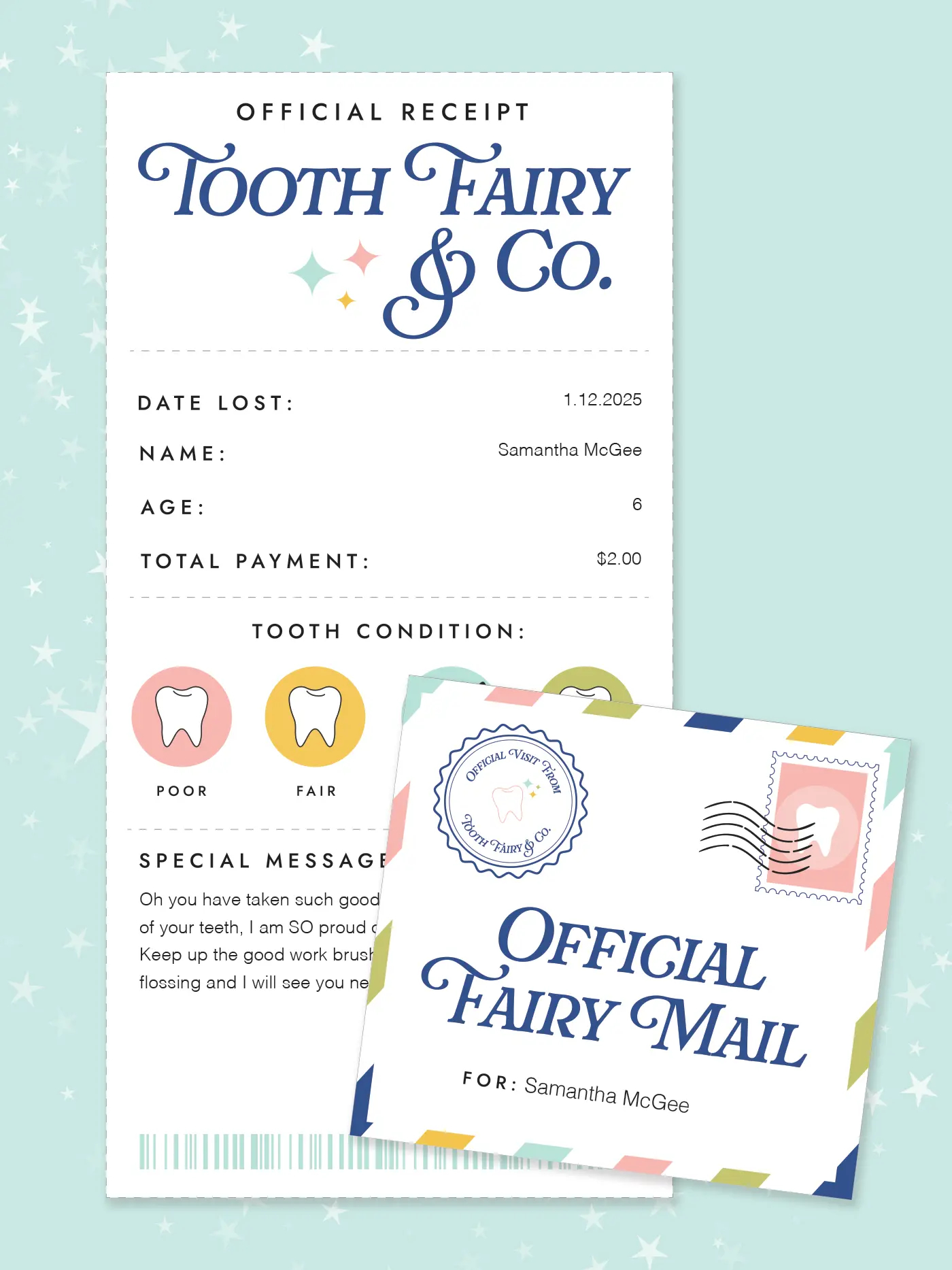 free printable tooth fairy receipt - favorite printables