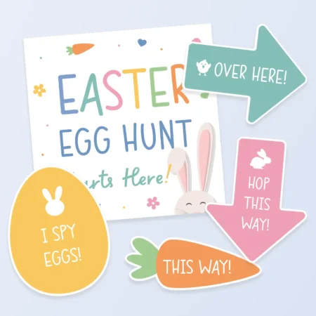 Free printable Easter egg hunt signs.