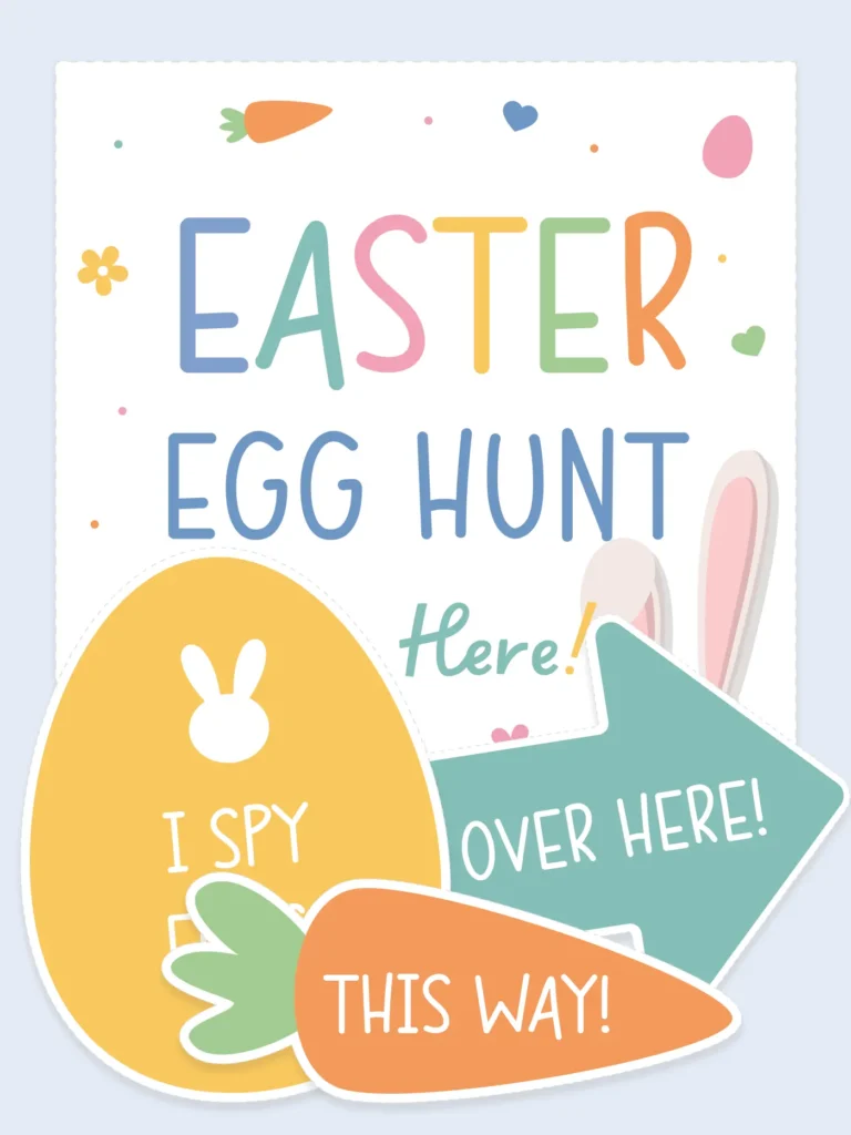 Free printable Easter egg hunt signs.