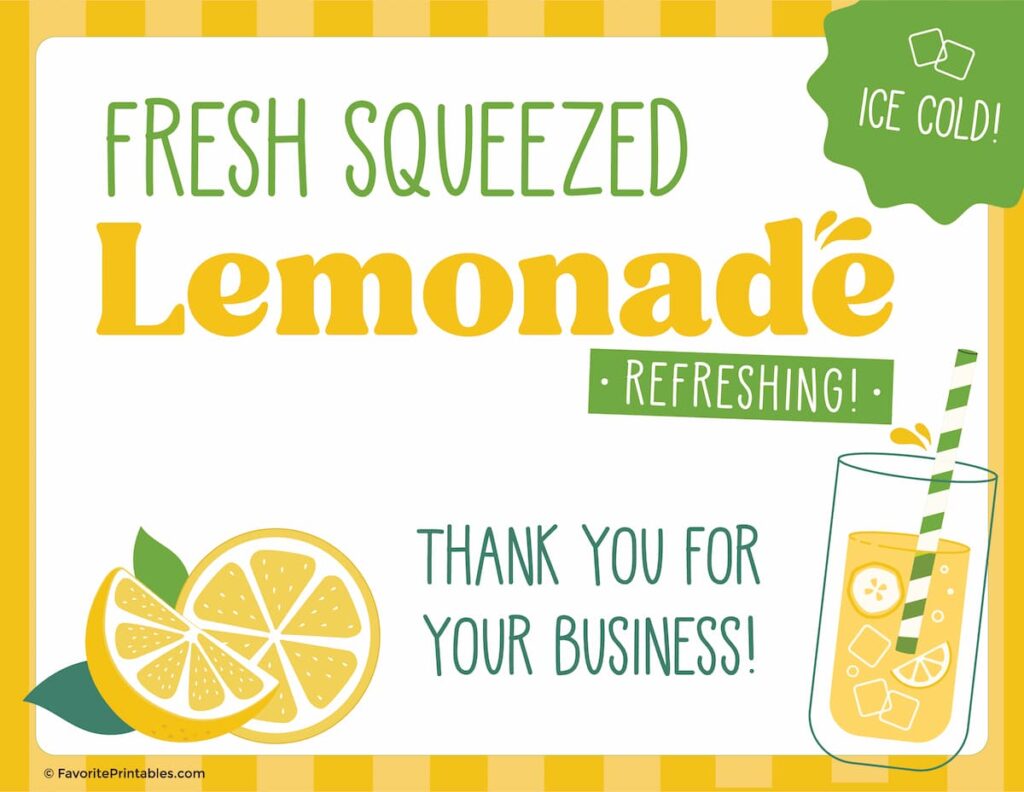 Free printable lemonade stand signs