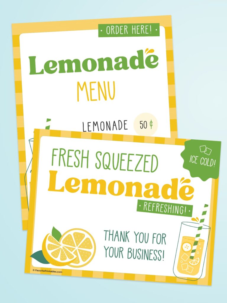 Free printable lemonade stand signs.