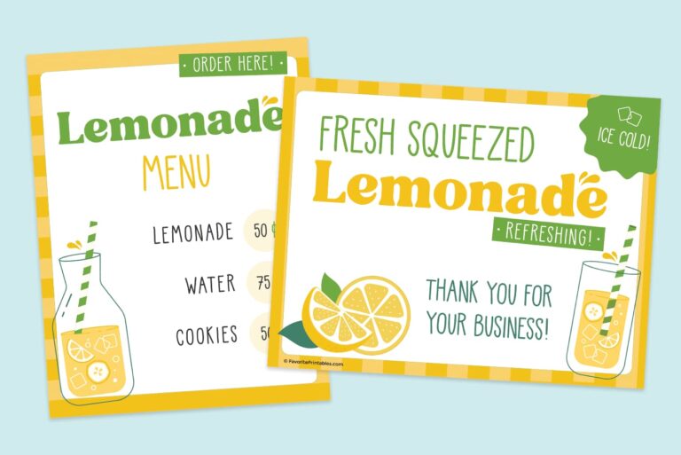 Free Printable Lemonade Stand Sign - Lemonade Stand Wide 768x513