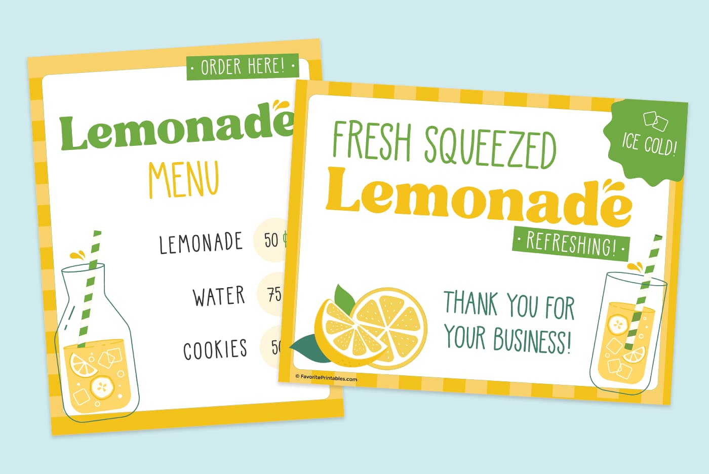 Free printable lemonade stand signs.