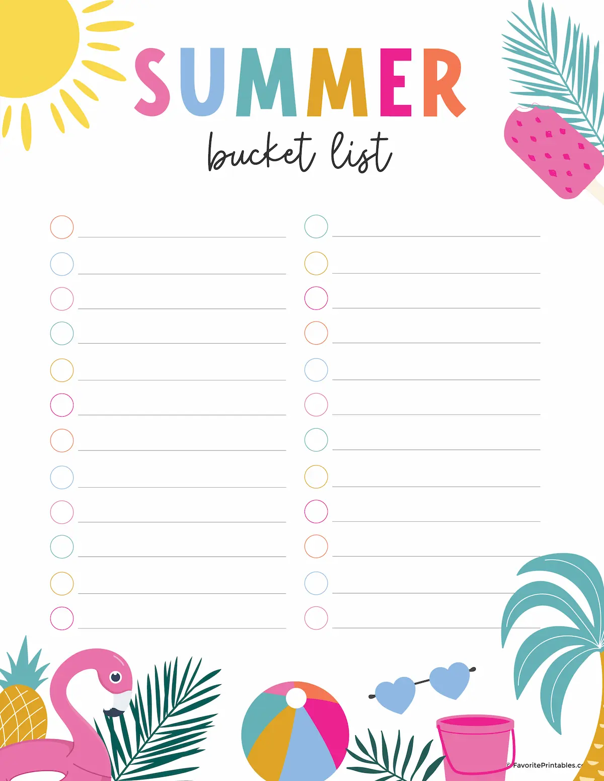 Summer bucket list for kids.