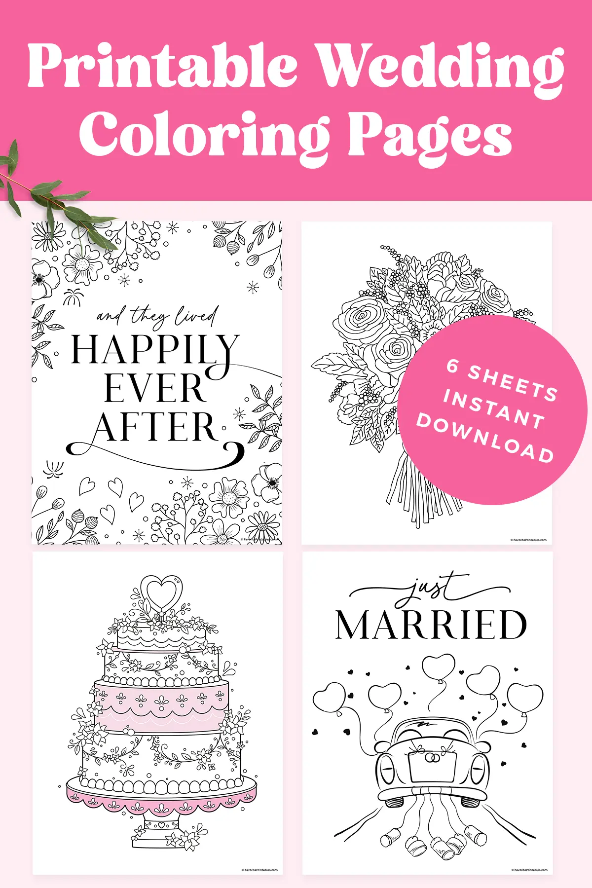 Free printable wedding coloring pages pin.