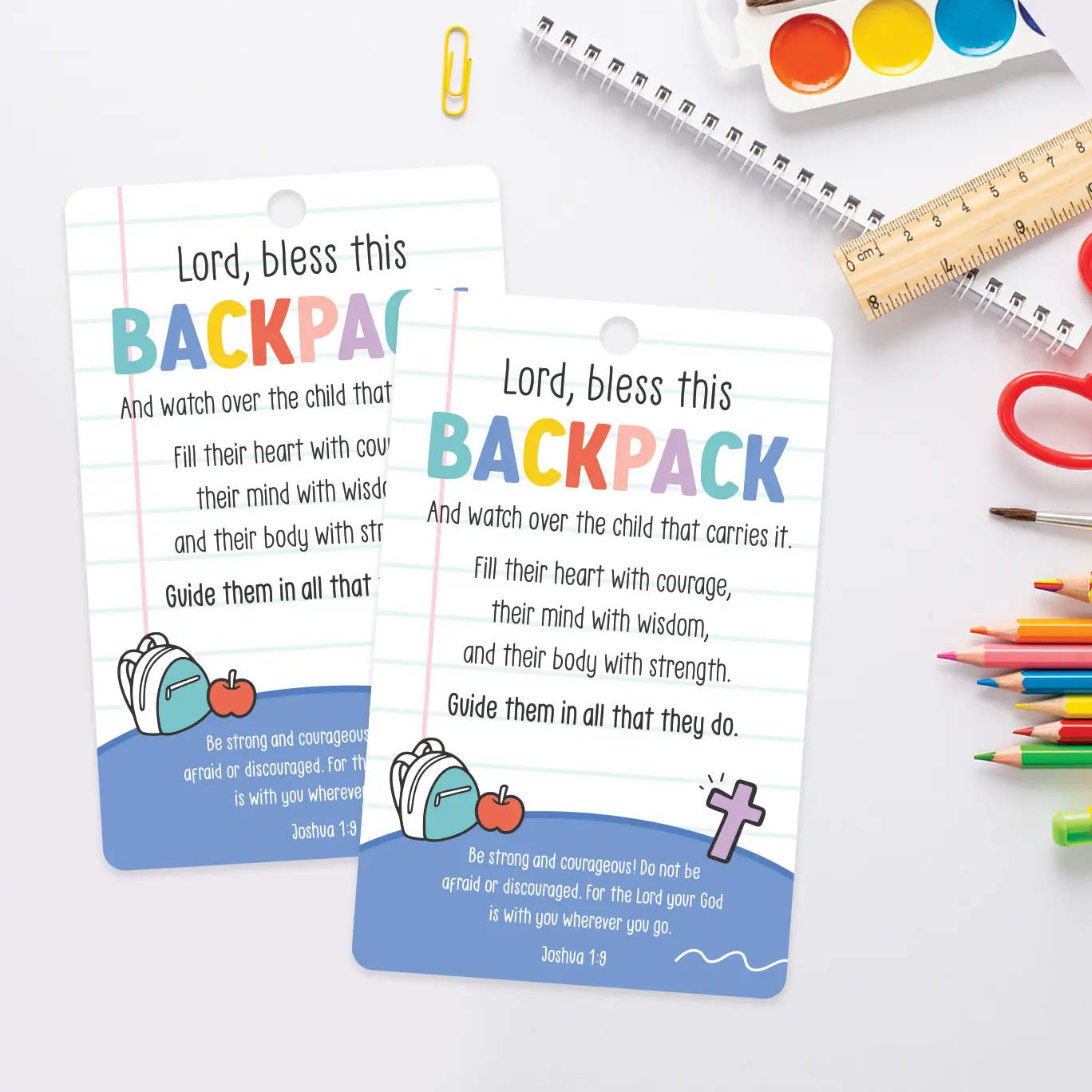 Free printable backpack blessing tags.