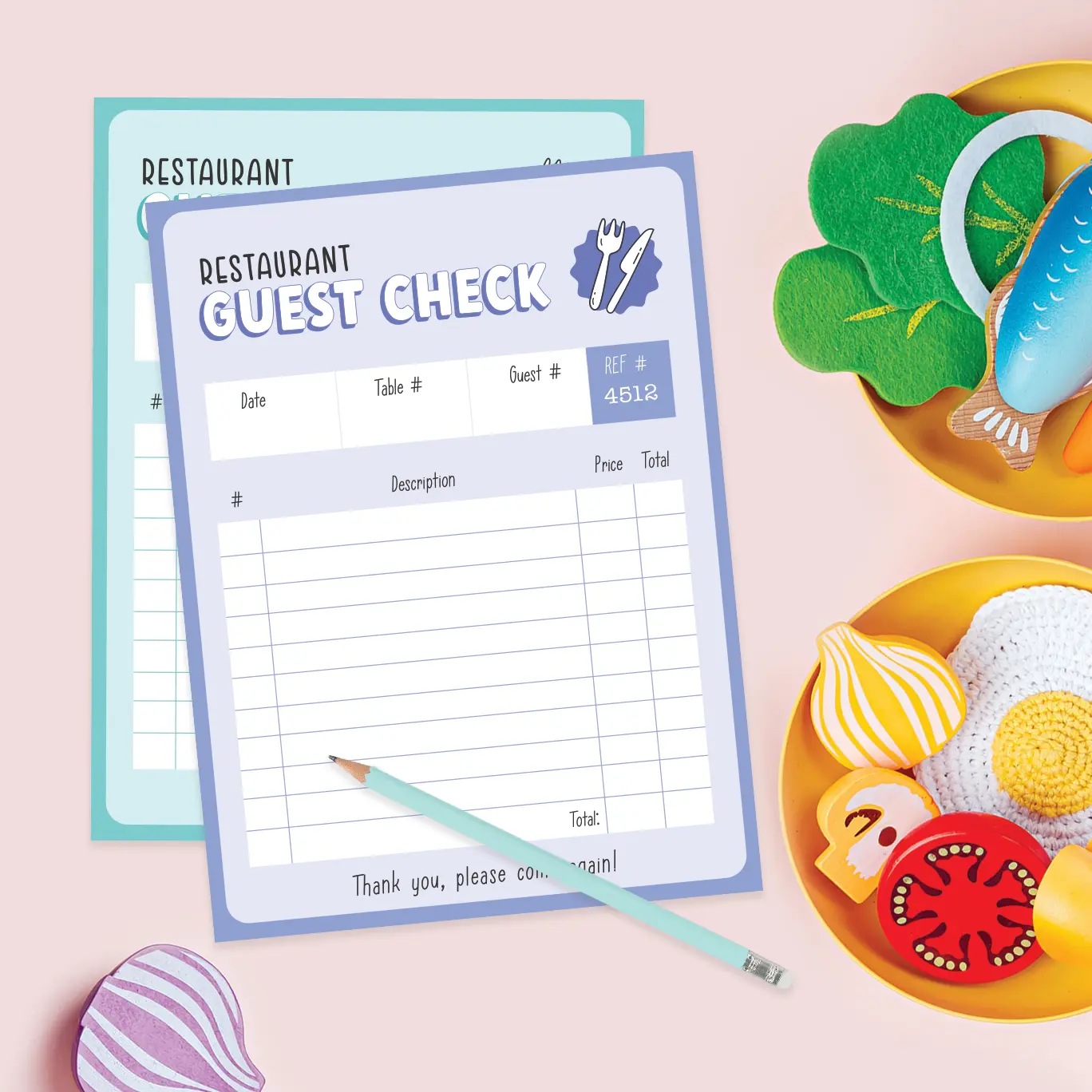 Printable Pretend Play Guest Check.