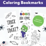 Free printable Halloween coloring bookmarks.