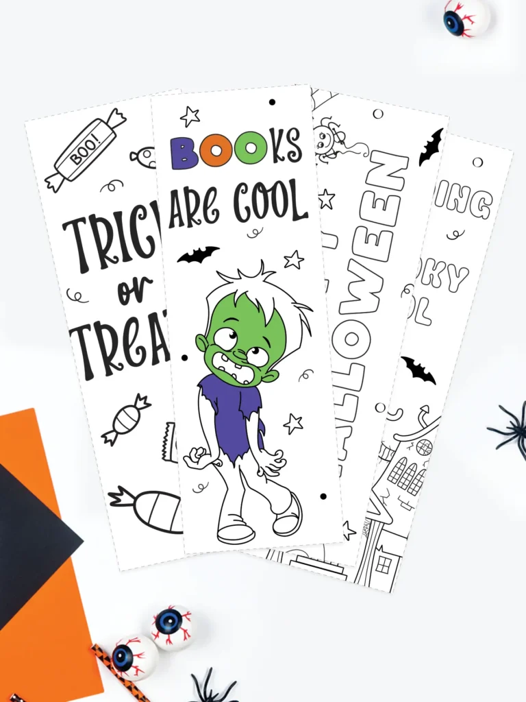 Free printable Halloween bookmarks to color.