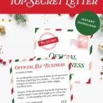 Free printable top secret elf on the shelf letter pin.
