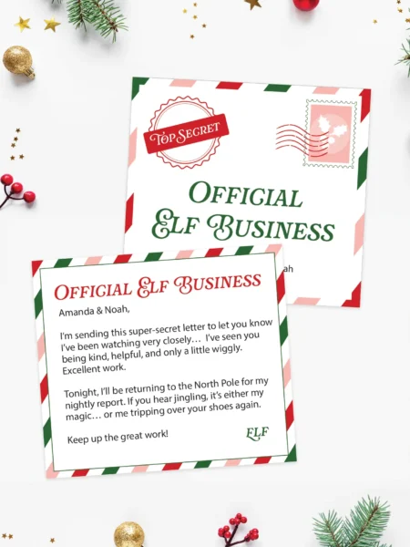 Free printable top secret elf on the shelf letter.